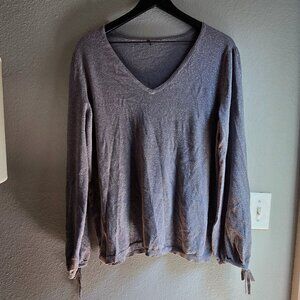 Silver Glitter Long Sleeve Top - XL